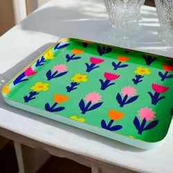 Tray square L Yellow bold Flower