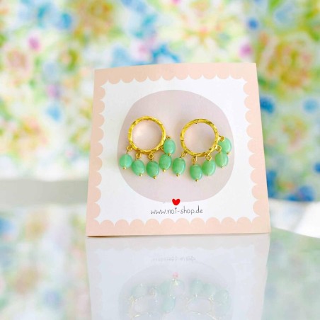 Earrings ART N bead 5 stone seagreen