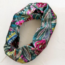 Bandeau cache-oreilles Boho Half Velours Green floral
