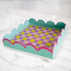 Decorative tray check scallop mint Sale