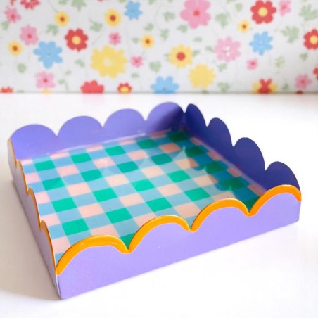 Decorative tray check scallop viola SALE