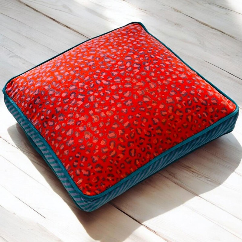 Housse de Coussin Carré Velours Leo orange 40405