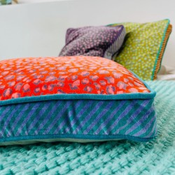 Housse de Coussin Carré Velours Leo orange 40405
