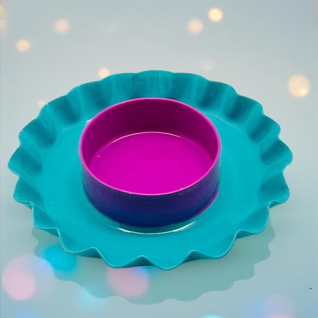 Bougeoir Fleur Bicolore émail Turquoise Viola