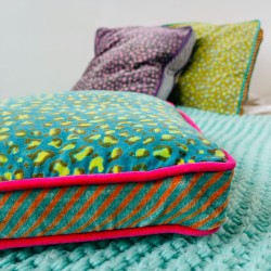 Cushion Cover Box Velvet Leo petrol 40405