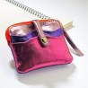 Mini zip Wallet Leather Metallic pinki
