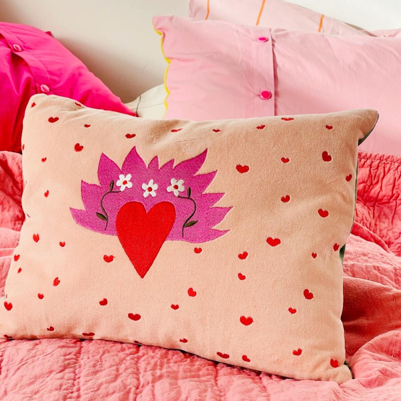 Cushion Cover Velvet Loveheart 3040
