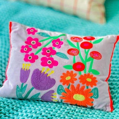 Housse de Coussin Velours Flowerbunch 3040