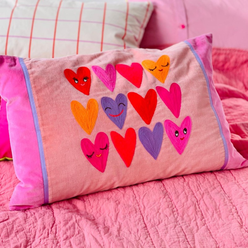 Housse de Coussin Velours Pink hearts 4060