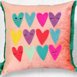 Housse de Coussin Velours Multi Hearts 5050