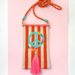 Handytäschchen Peace orange stripe