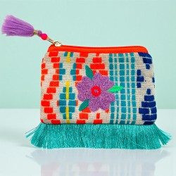 Pochette Zip Coin Jaquard