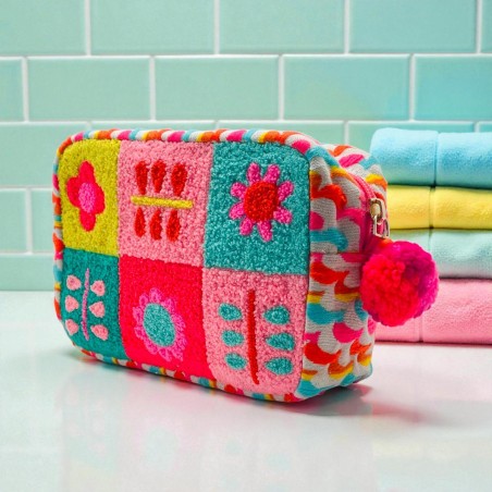 Pouch zip Flowers multi embr Jqd
