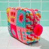 Pouch zip Flowers multi embr Jqd