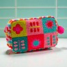 Pouch zip Flowers multi embr Jqd