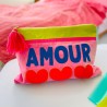 Pochett zip Velours Amour pink/neon