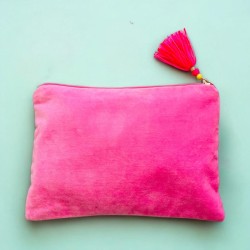 Pochett zip Velours Amour pink/neon