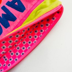 Pochett zip Velours Amour pink/neon