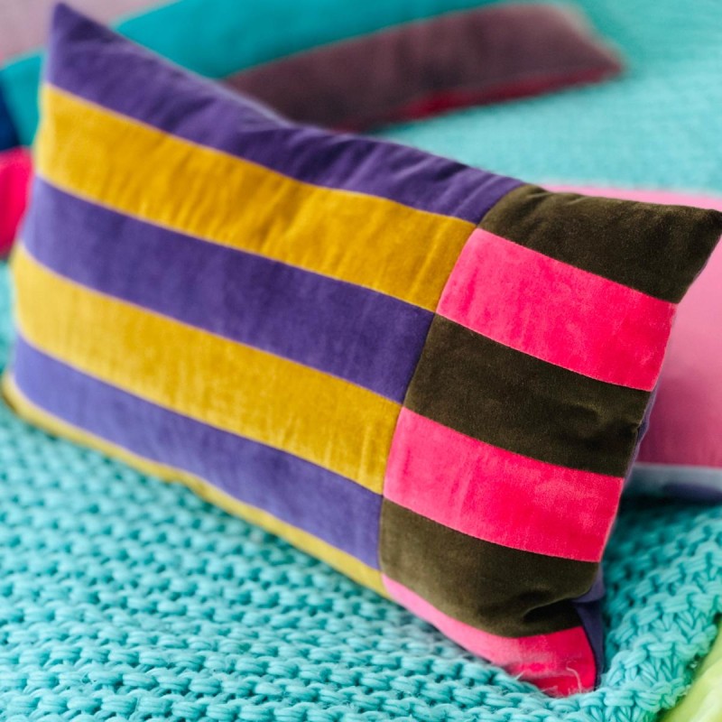 Cushion Cover Velvet Boldstripe mustard 3050