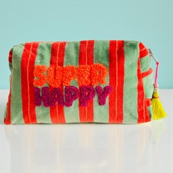 Cosmetic Bag Velvet Pinstripe Superhappy M
