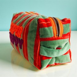 Cosmetic Bag Velvet Pinstripe Superhappy M