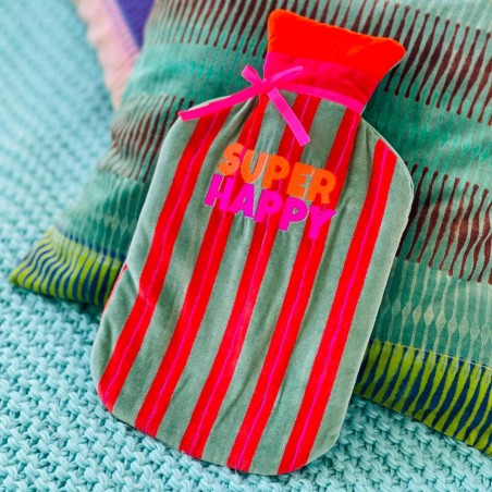 Hot water bottle Velvet Pinstripe Super Happy