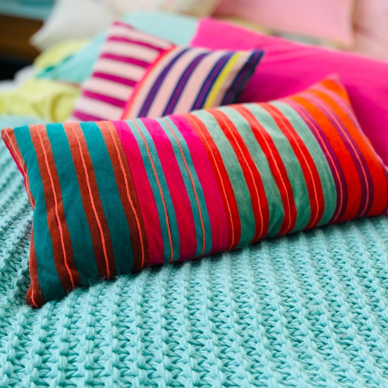 Housse de Coussin Velours Pinstripe mix 3060