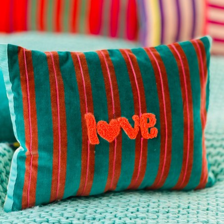 Housse de Coussin Velours Pinstripe Love 3040