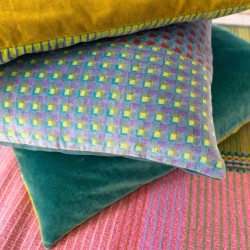 Housse de Coussin Velours Checkbox mix 5050