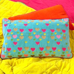 Housse de Coussin Hearts multi azur 3050