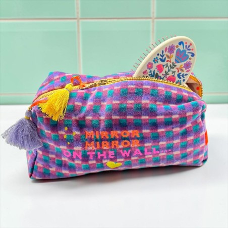 Cosmetic Bag Velvet Check Mirror XL