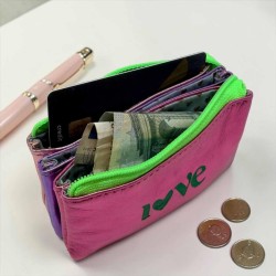 Porte-monnaie Mini 3er Cuir metallic Love lilac