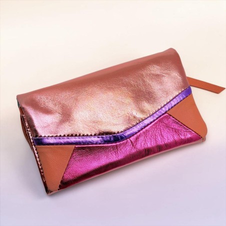 Porte-monnaie Cuir metallic Leena rose