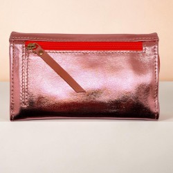 Portemonnaie Leder metallic Leena rose