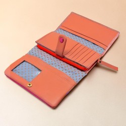 Portemonnaie Leder metallic Leena rose