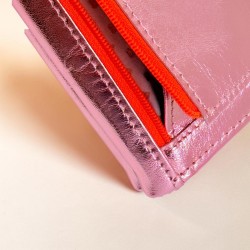 Portemonnaie Leder metallic Leena rose