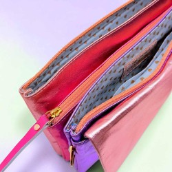 Tasche Leder wrist Tasche/ Smartwallet metallic viola