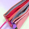 Tasche Leder wrist Tasche/ Smartwallet metallic viola