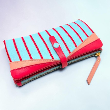 Porte-monnaie Cuir Stripe HK ltblue