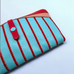 Portemonnaie Leder Stripe HK ltblue