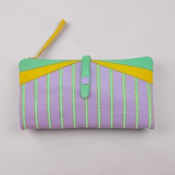 Porte-monnaie Cuir Stripe HK ltblue viola