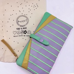 Porte-monnaie Cuir Stripe HK ltblue viola