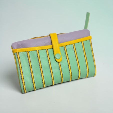 Portemonnaie Leather Stripe folded mint