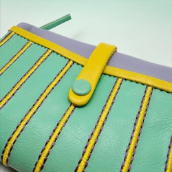 Portemonnaie Leder Stripe folded mint