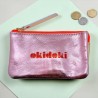 Portemonnaie Mini 3er Leder metallic okidoki viola
