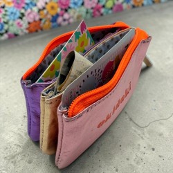 Portemonnaie Mini 3er Leder metallic okidoki viola