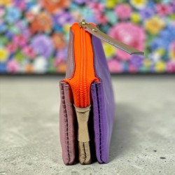 Portemonnaie Mini 3er Leder metallic okidoki viola