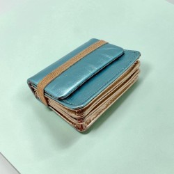 Card holder/Portemonnaie Leather Metallic ltblue