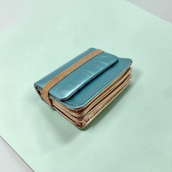Etui-Cartes/Porte-monnaie Cuir Metallic ltblue