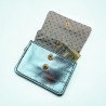 Kartenetui/Portemonnaie Leder Metallic ltblue